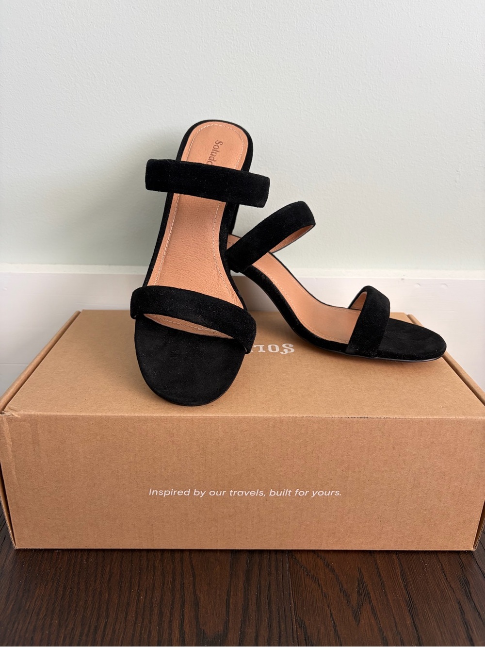 Soludos Ines Sandal Black Suede Double-Strap Mule Heels